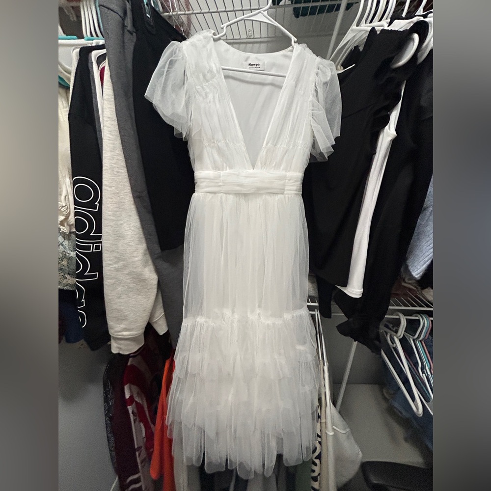 Showpo White Layered Maxi Dress